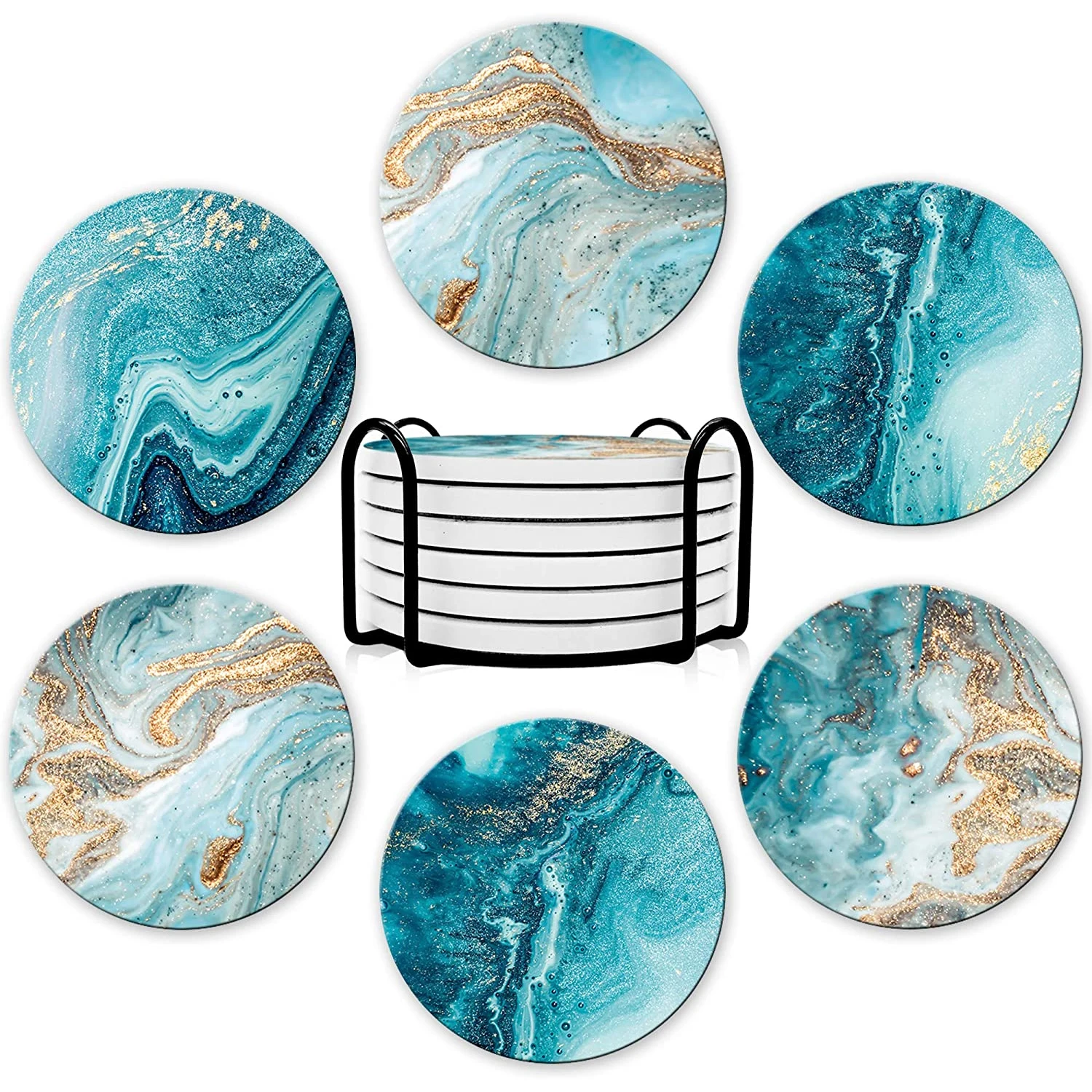 Marble Coaster Set - Set di 6 sottobicchieri per bevande