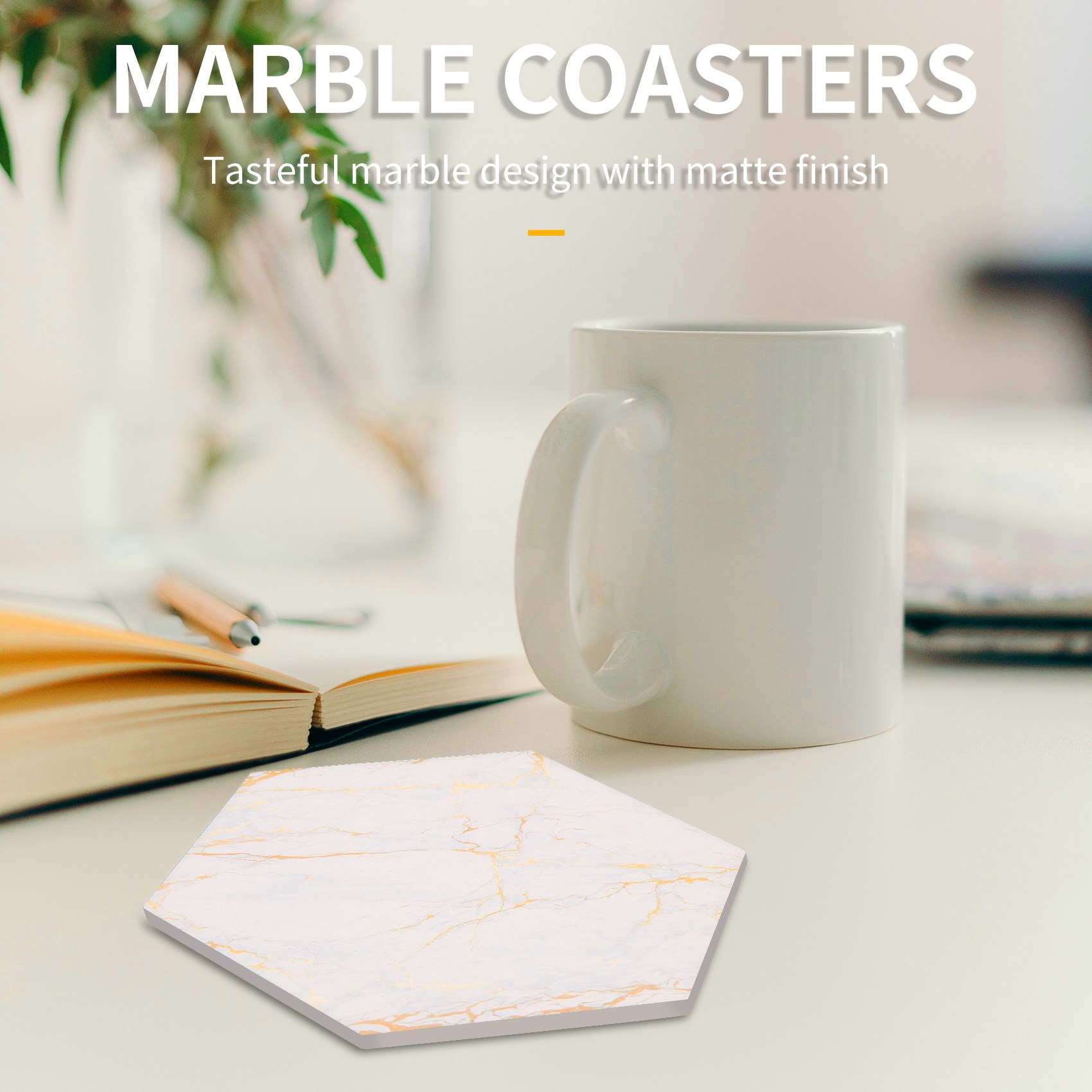 Marble Coaster Set - 8 sottobicchieri per bevande assorbenti con