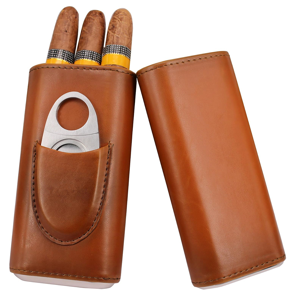 Premium Cigar Case - LMETJMA Portasigari in Pelle a 3