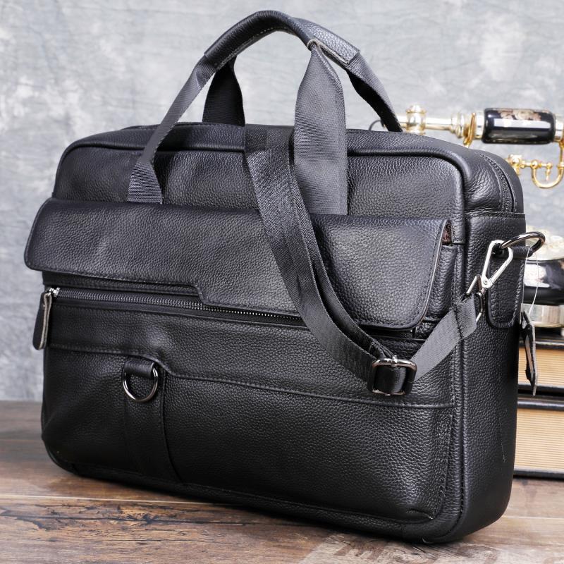 Leather Briefcase - Borsa da uomo grande in vera