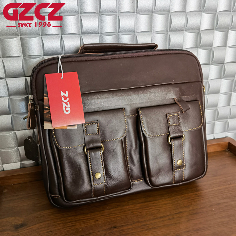 Leather Briefcase - Borsa da Uomo GZCZ, Borsa per