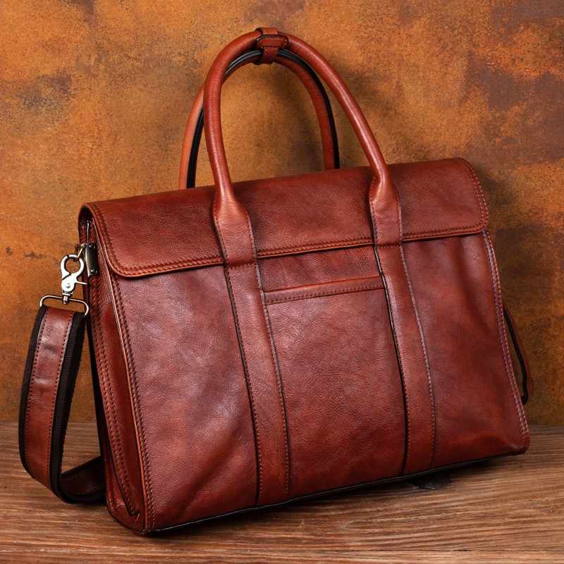 Leather Briefcase - Borsa a mano in pelle conciata