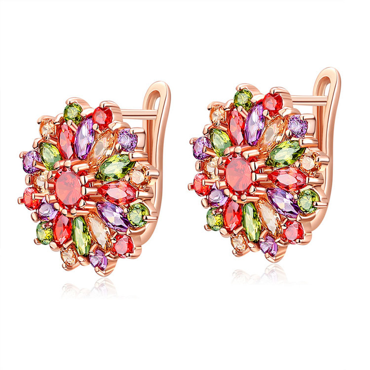 Gold Plated Jewelry - Orecchini di fiori di cristallo naturale