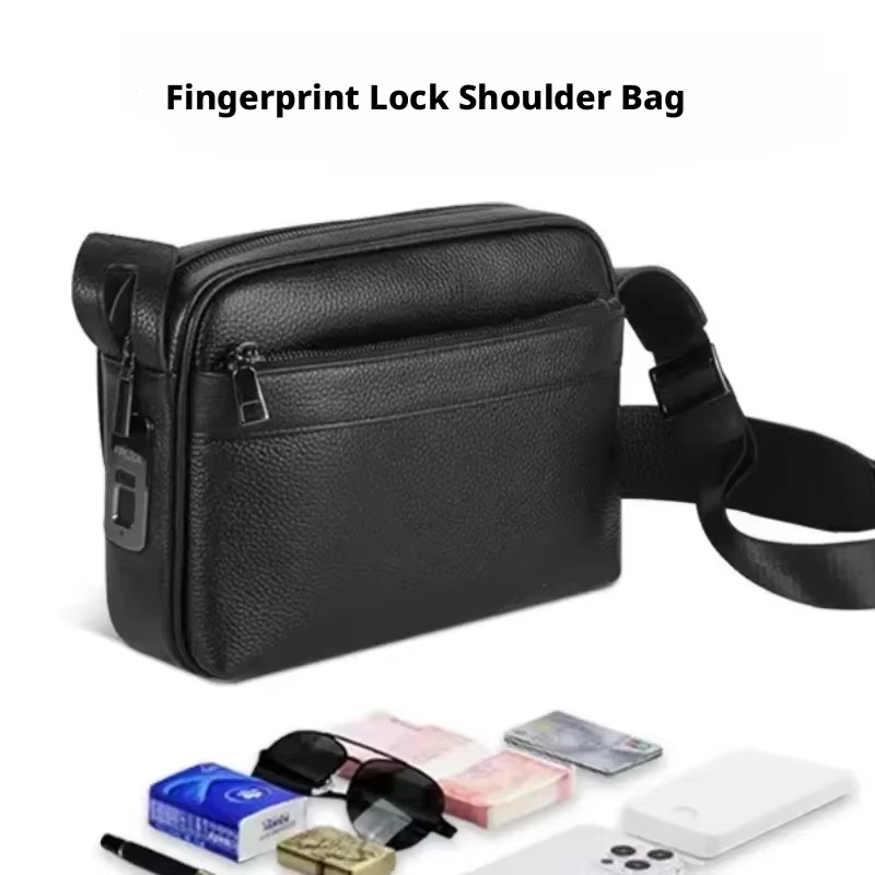 Leather Wallet Men - Borse con chiusura a impronta digitale