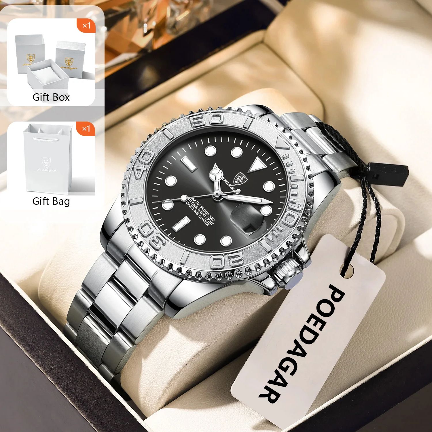 Luxury Watch Men - POEDAGAR Orologio sportivo da uomo alla
