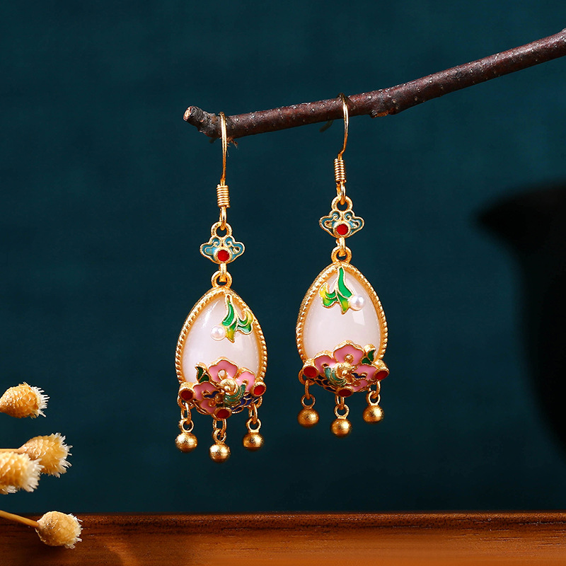 Orecchini con Fiore in Giada N - Gold Plated Jewelry recensione e prezzo