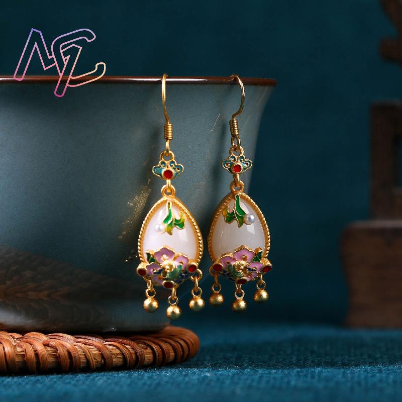Orecchini con Fiore in Giada N - Gold Plated Jewelry recensione e prezzo