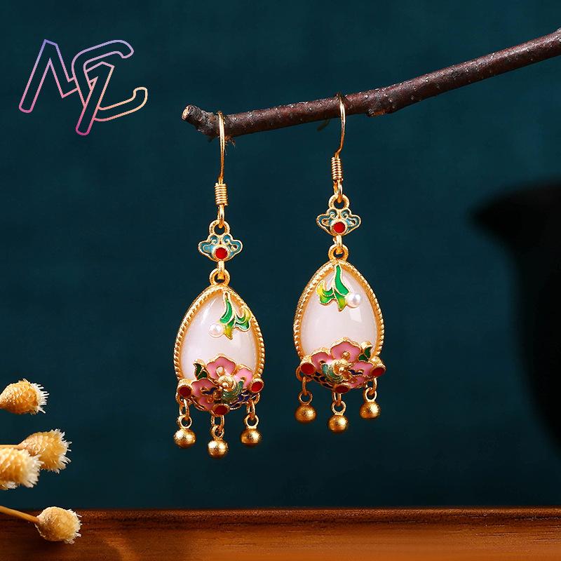 Orecchini con Fiore in Giada N - Gold Plated Jewelry recensione e prezzo