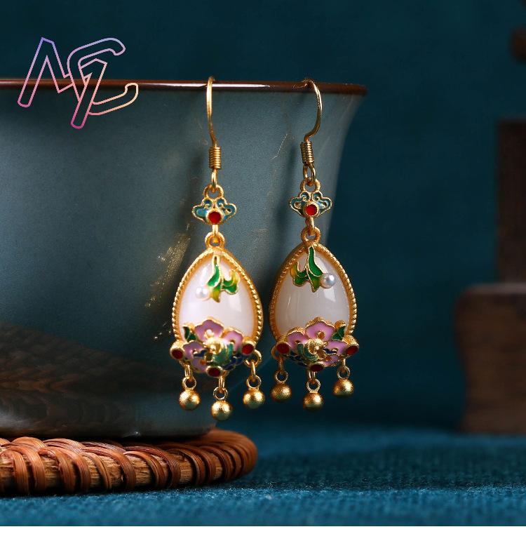 Orecchini con Fiore in Giada N - Gold Plated Jewelry recensione e prezzo