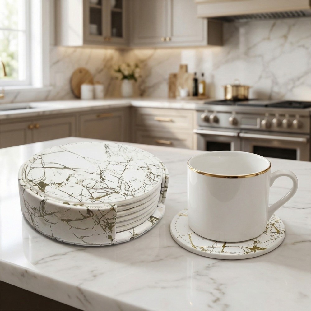 Set di 7 sottobicchieri in pel - Marble Coaster Set recensione e prezzo
